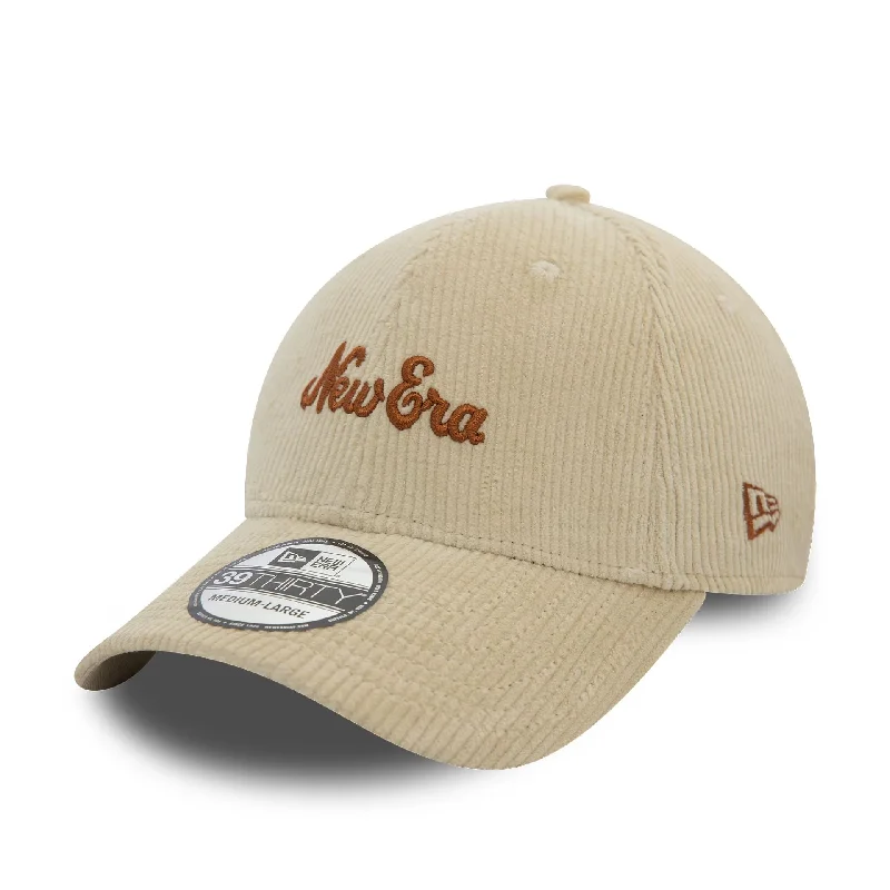Affordable Winter BeaniesNew Era Script Cord Light Beige 39THIRTY Stretch Fit Cap