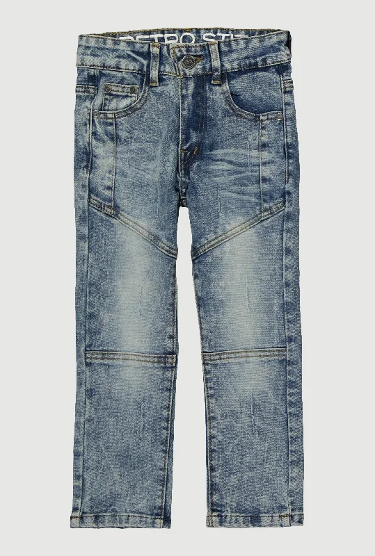Rip and Tear Men's JeansLittle Boys Decorative Stitch Distressed Skinny Jeans