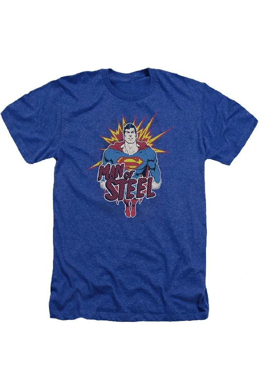 Durable Men's Work ShirtsSuperman Steel Pop Adult Heather Tee / T-Shirt