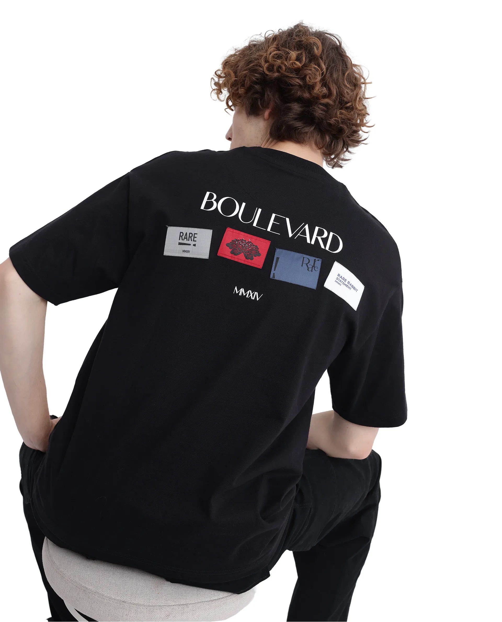 Men's Short-Sleeved ShirtsRare Rabbit Men Derion Black Cotton Fabric Crew Neck Short Sleeve Boxy Fit Label T-Shirt Men's Short-Sleeved ShirtsRare Rabbit Men Derion Black Cotton Fabric Crew Neck Short Sleeve Boxy Fit Label T-Shirt