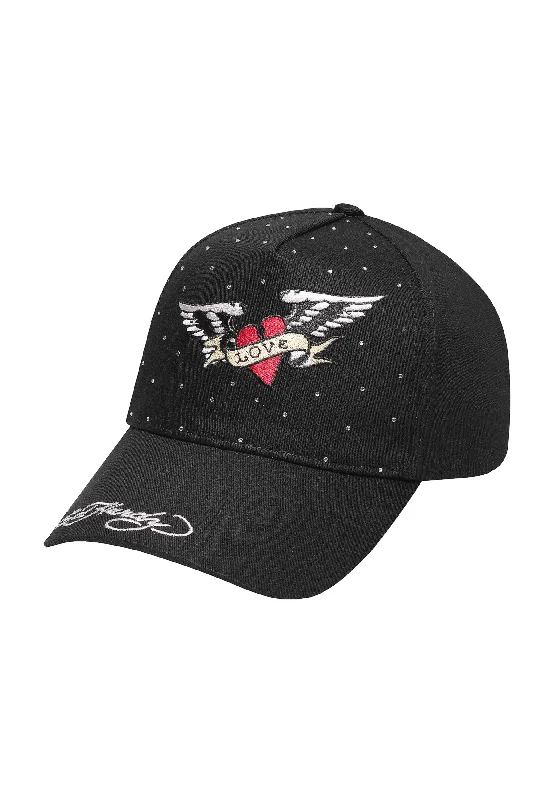 Patterned Beanie CapsUnisex Love Twill Front Mesh Trucker - Black