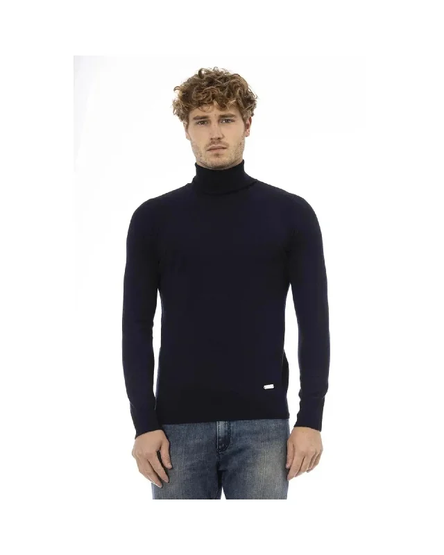 Essential Men's V-Neck SweatersBaldinini Trend Men's Blue Wool Sweater - 50 IT