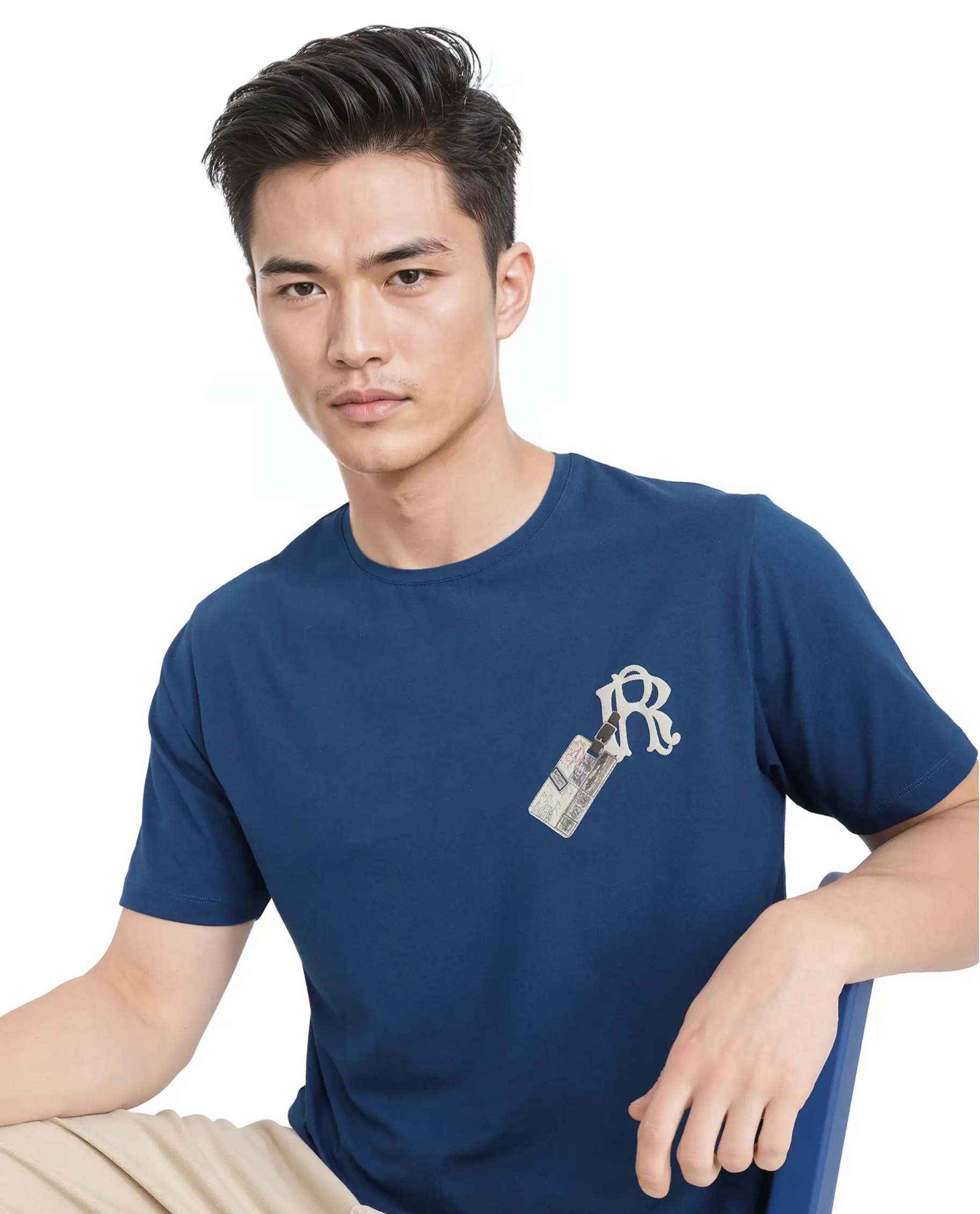 Men's Shirts with Double-Breasted DesignsRare Rabbit Men Reko Teal Cotton Blend Fabric Short Sleeve Crew Neck Multi Technique Pocket Print T-Shirt Men's Shirts with Double-Breasted DesignsRare Rabbit Men Reko Teal Cotton Blend Fabric Short Sleeve Crew Neck Multi Technique Pocket Print T-Shirt
