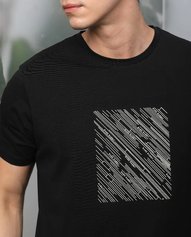 Men's Shirts with Checkered PatternsRare Rabbit Men's Otter Black Cotton Lycra Fabric Half Sleeves Graphic Print T-Shirt Men's Shirts with Checkered PatternsRare Rabbit Men's Otter Black Cotton Lycra Fabric Half Sleeves Graphic Print T-Shirt