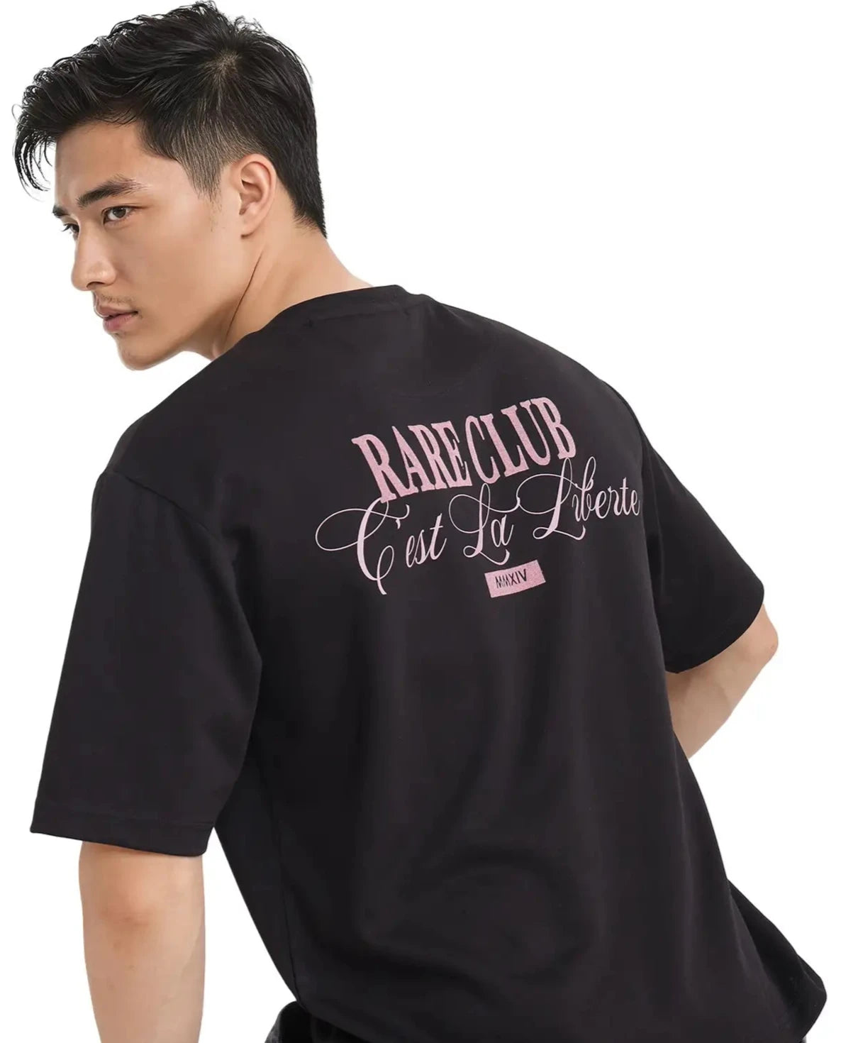 Men's Shirts for CampingRare Rabbit Men Lout Black Cotton Poly Fabric Short Sleeve Boxy Fit Typography Printed T-Shirt