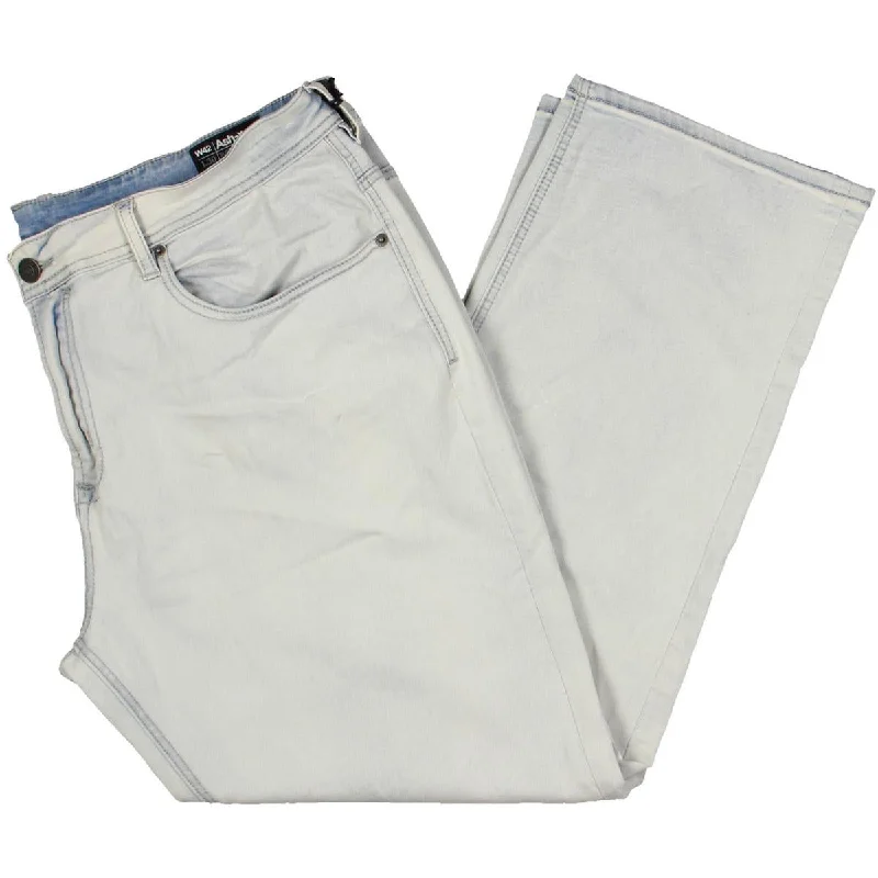 High-Waisted Bootcut Men's JeansAsh Mens Solid Denim Straight Leg Jeans