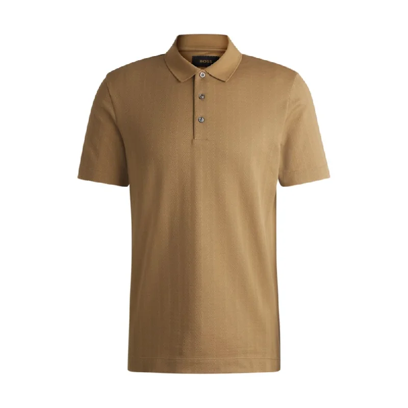 Men's Shirts with Hidden ButtonsHerringbone-jacquard polo shirt in cotton and wool