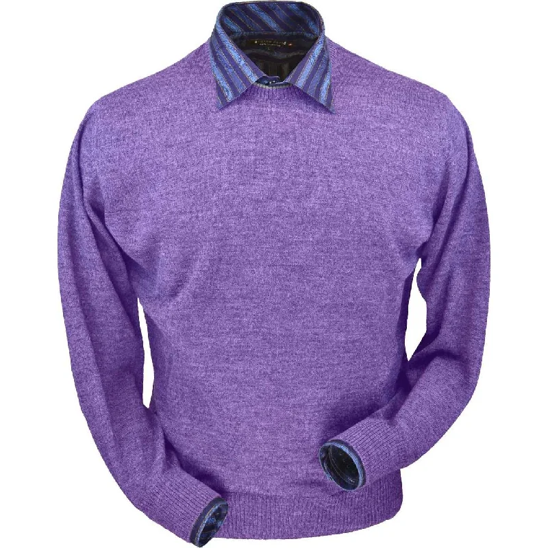 Men's Sweaters with EmbellishmentsRoyal Alpaca Crew Neck Sweater in Lilac Heather by Peru Unlimited Men's Sweaters with EmbellishmentsRoyal Alpaca Crew Neck Sweater in Lilac Heather by Peru Unlimited