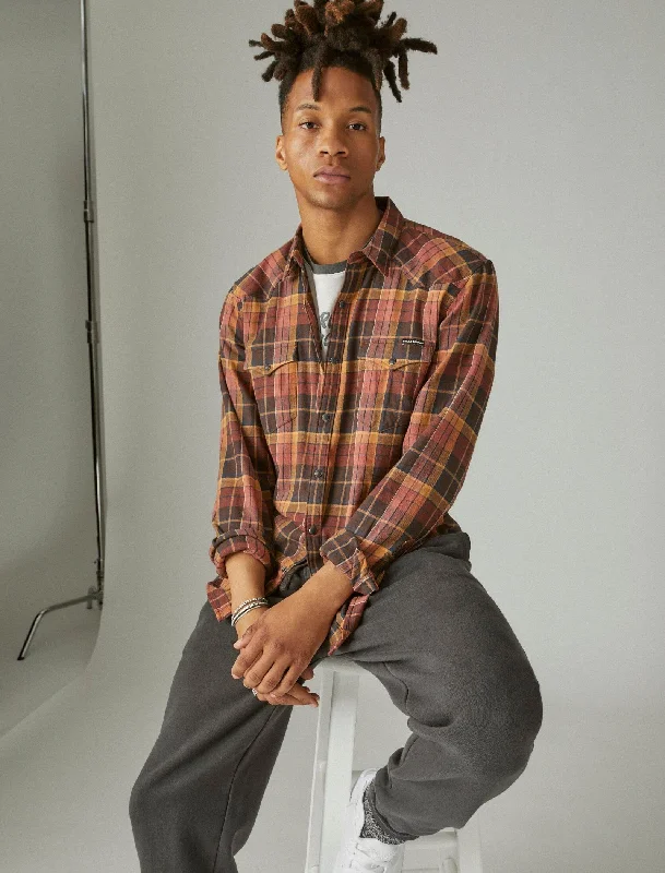Men's Cowboy Shirts for Western StyleLucky Brand Men's Stretch Grom Plaid Western Long Sleeve Shirt Men's Cowboy Shirts for Western StyleLucky Brand Men's Stretch Grom Plaid Western Long Sleeve Shirt