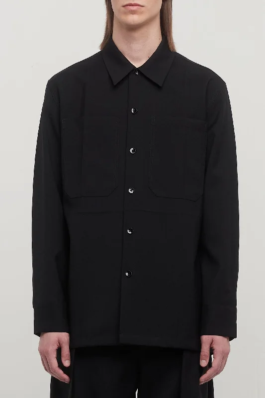 Men's Coats for Tall MenJil Sander Gabardine Shirt 72 in Black