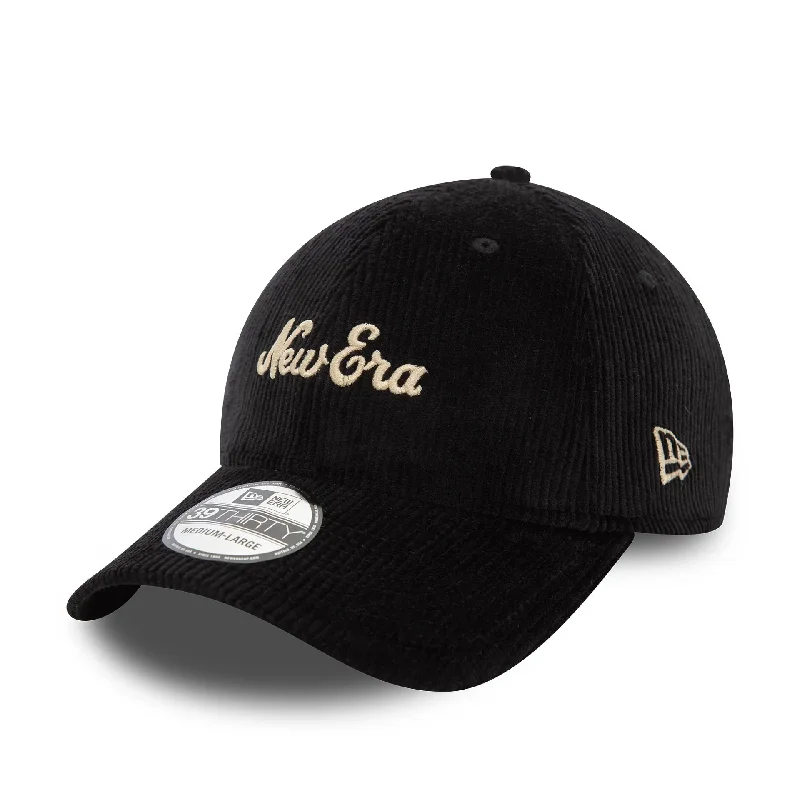 Wide-Brimmed Beach HatsNew Era Script Cord Black 39THIRTY Stretch Fit Cap