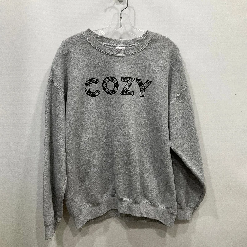 Men's Hoodies with Heavy-Duty ZippersSweatshirt Crewneck By Gildan In Grey, Size: L