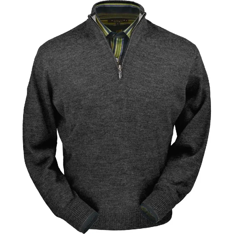 Men's Sweaters with Fold-Over CuffsRoyal Alpaca Half-Zip Mock Neck Sweater in Medium Grey Heather by Peru Unlimited Men's Sweaters with Fold-Over CuffsRoyal Alpaca Half-Zip Mock Neck Sweater in Medium Grey Heather by Peru Unlimited