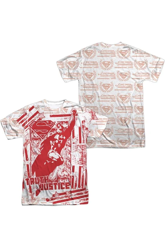 Men's Shirts with Zippered PocketsSuperman Truth And Justice All Over (Front/Back Print) Short Sleeve Adult 100% Poly Crew Tee / T-Shirt Men's Shirts with Zippered PocketsSuperman Truth And Justice All Over (Front/Back Print) Short Sleeve Adult 100% Poly Crew Tee / T-Shirt