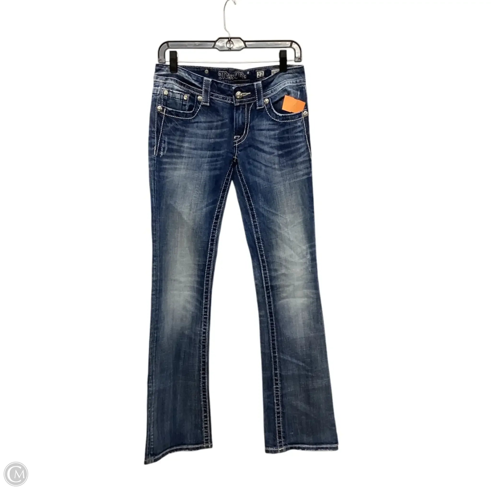 High-Waisted Men's JeansJeans Boot Cut By Miss Me In Blue Denim, Size: 4