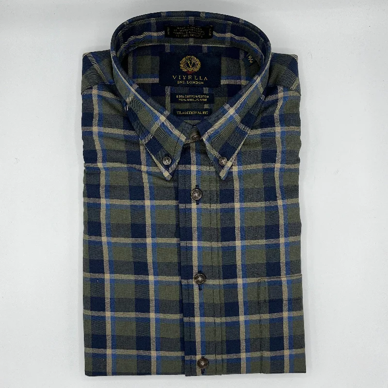 Men's Plaid Shirts for a Country CharmViyella Men's 80/20 Long Sleeve Green Button Down Sport Shirt - 653420 5598