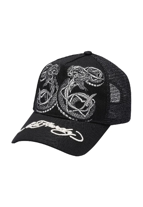 Kids' Sun HatsUnisex Mono Double Black Snake Twill Front Mesh Trucker - Black