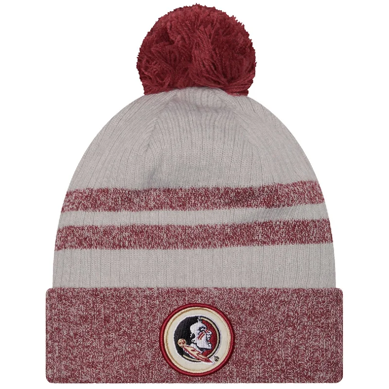 Colorful Straw HatsNew Era Seminole Logo Fleece Lined Cuff Pom Beanie - Grey/Heathered Garnet Colorful Straw HatsNew Era Seminole Logo Fleece Lined Cuff Pom Beanie - Grey/Heathered Garnet