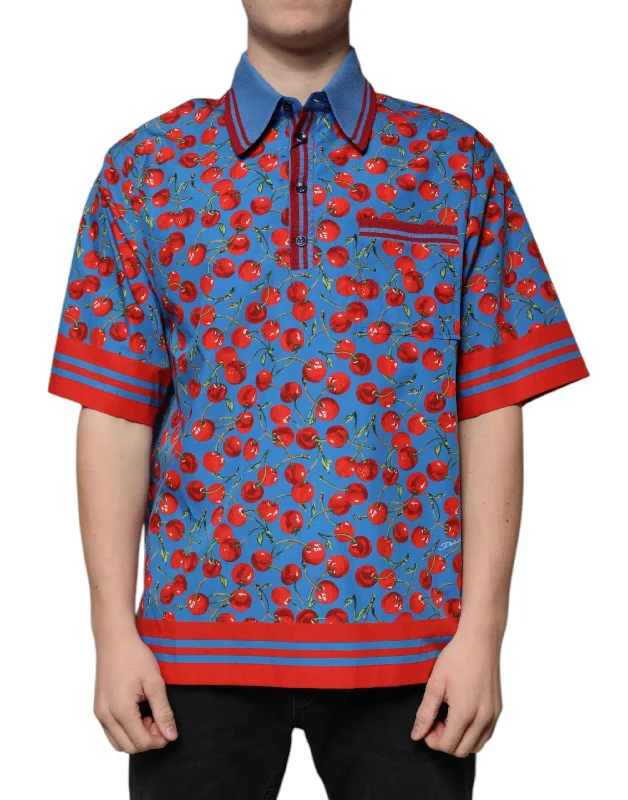 Men's Shirts with Belt AttachmentsDolce & Gabbana Cherry Cotton Colla Men Polo Men's T-shirt Men's Shirts with Belt AttachmentsDolce & Gabbana Cherry Cotton Colla Men Polo Men's T-shirt