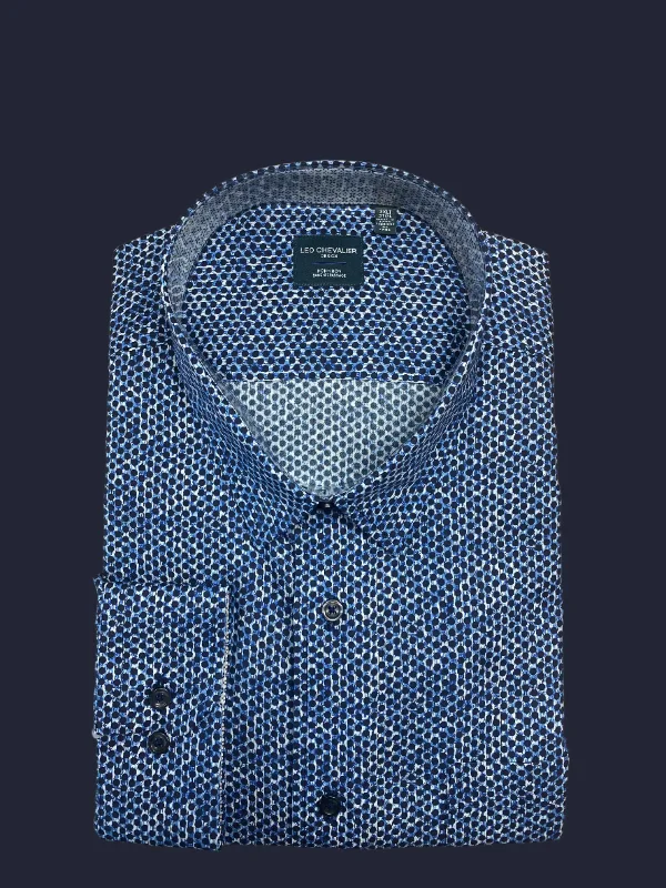 Men's Solid-Color Button-Down Shirts for VersatilityLeo Chevalier Hidden Button Down Non Iron *Tall Sizes* Sport Shirt Blue 623475/QT 1698