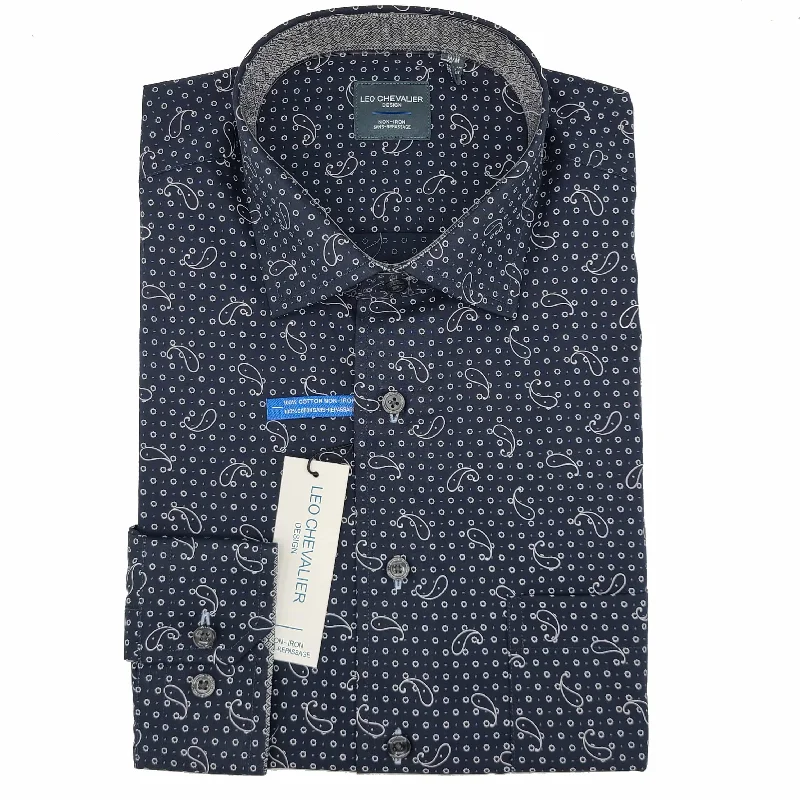 Men's Neutral-Tone Shirts for Versatile StylingLeo Chevalier L/S Non-Iron Spread Collar Sport Shirt - Navy - 525478 1998 Men's Neutral-Tone Shirts for Versatile StylingLeo Chevalier L/S Non-Iron Spread Collar Sport Shirt - Navy - 525478 1998