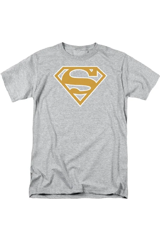 Men's Shirts with Hidden PocketsSuperman Lt Orange & White Shield Short Sleeve Adult Tee / T-Shirt Men's Shirts with Hidden PocketsSuperman Lt Orange & White Shield Short Sleeve Adult Tee / T-Shirt