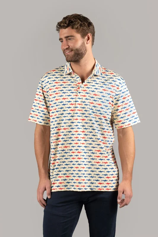Men's Sleeveless TopsYellow with Sharks Polo Shirt