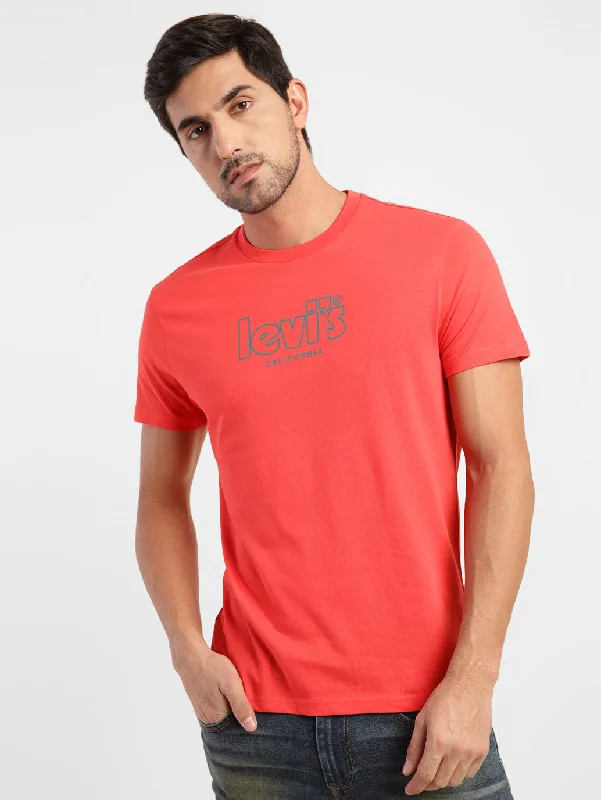 Men's Shirts with Raw-Edge HemlinesMen's Brand Logo Slim Fit T-shirt Red