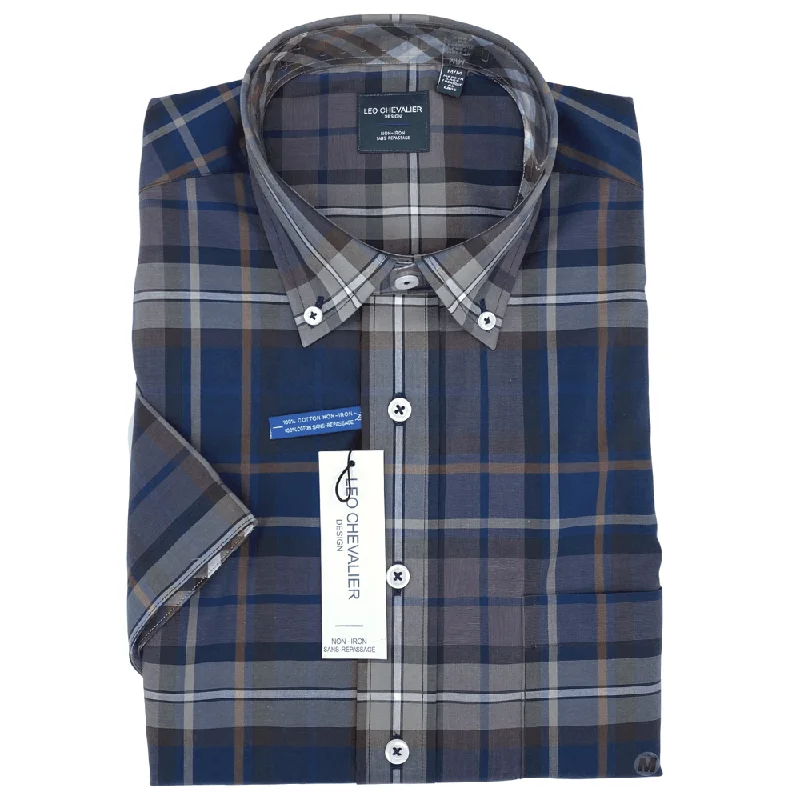 Men's Solid-Colored Shirts for VersatilityLeo Chevalier Short Sleeve Sport Shirt - 524383 1900 Navy Plaid Men's Solid-Colored Shirts for VersatilityLeo Chevalier Short Sleeve Sport Shirt - 524383 1900 Navy Plaid