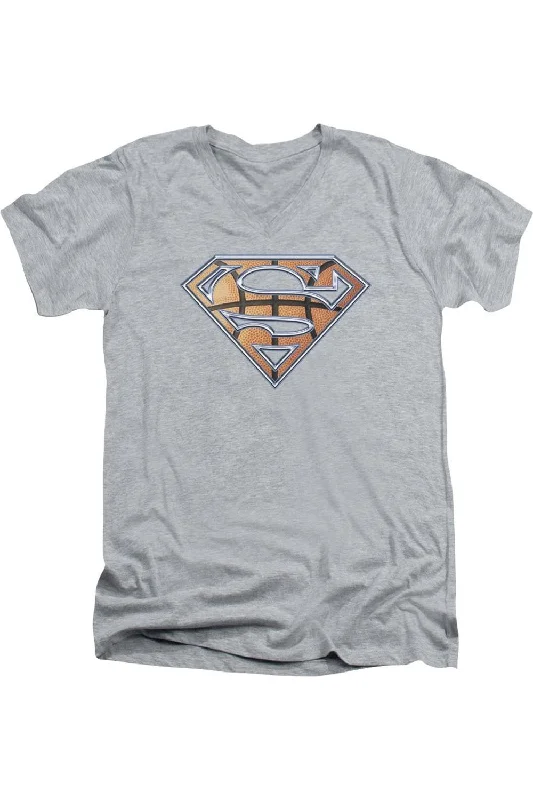 Men's Shirts with Floral PrintsSuperman Basketball Shield Short Sleeve Adult V Neck Tee / T-Shirt Men's Shirts with Floral PrintsSuperman Basketball Shield Short Sleeve Adult V Neck Tee / T-Shirt