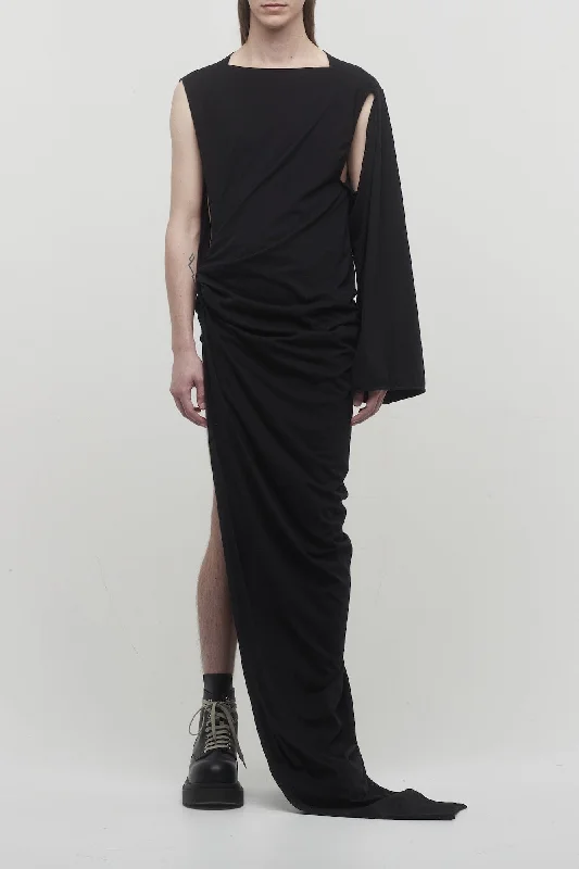 Men's Coats with Hidden PocketsRick Owens DRKSHDW Edfu Gown in Black Jersey