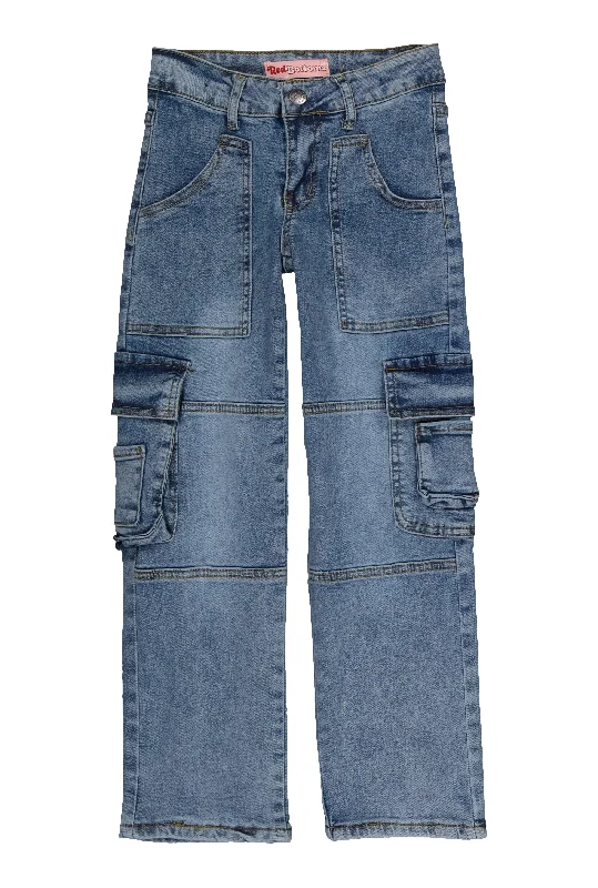Affordable Men's JeansGirls Acid Wash Straight Leg Cargo Jeans