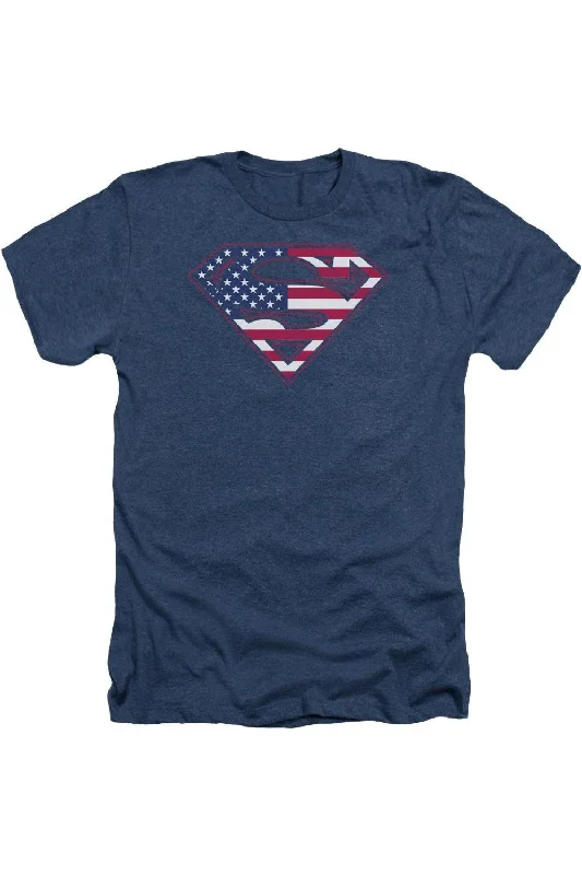 Men's Shirts with Double-Breasted DesignsSuperman U S Shield Adult Heather Tee / T-Shirt Men's Shirts with Double-Breasted DesignsSuperman U S Shield Adult Heather Tee / T-Shirt