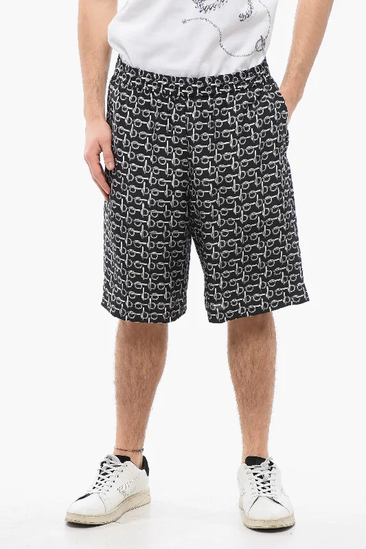 Patterned and Solid Men's Bermuda ShortsBurberry Chain Printed Silk Shorts With Elastic Waistband Patterned and Solid Men's Bermuda ShortsBurberry Chain Printed Silk Shorts With Elastic Waistband
