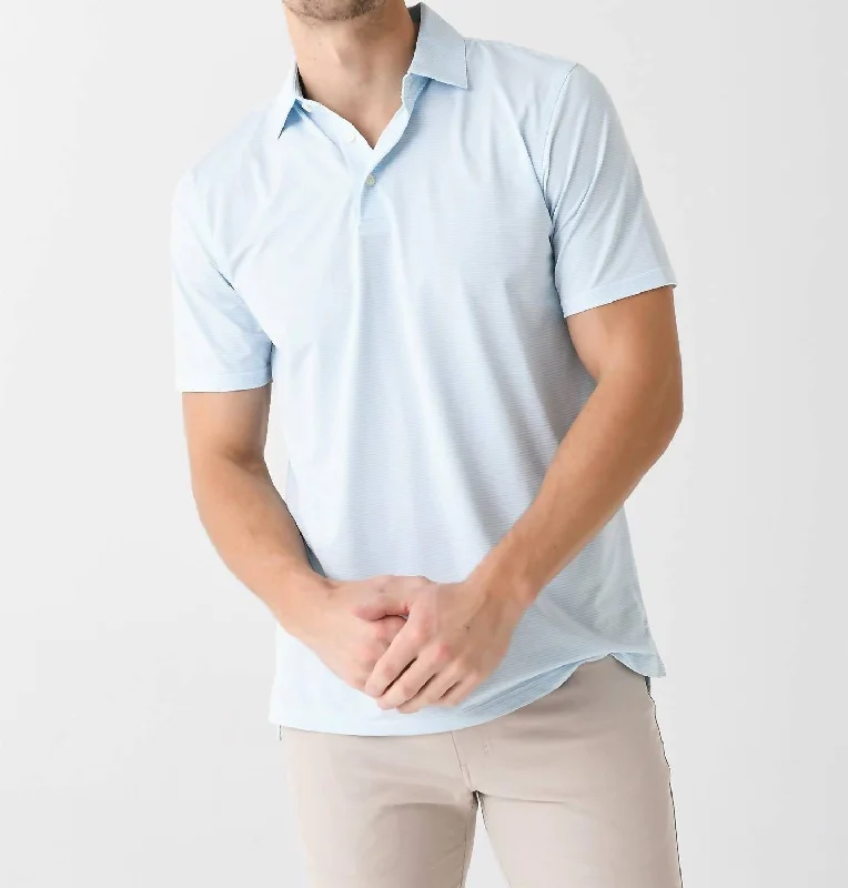 Men's Shirts with Single-Breasted DesignsBrrr-Eeze Meadowbrook Stripe Polo Shirt In Clearwater Blue Men's Shirts with Single-Breasted DesignsBrrr-Eeze Meadowbrook Stripe Polo Shirt In Clearwater Blue