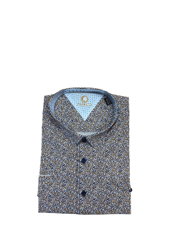 Men's Designer Dress Shirts for High-End FashionMarco Short Sleeve Shirt Multi Cognac - CH3405C Men's Designer Dress Shirts for High-End FashionMarco Short Sleeve Shirt Multi Cognac - CH3405C