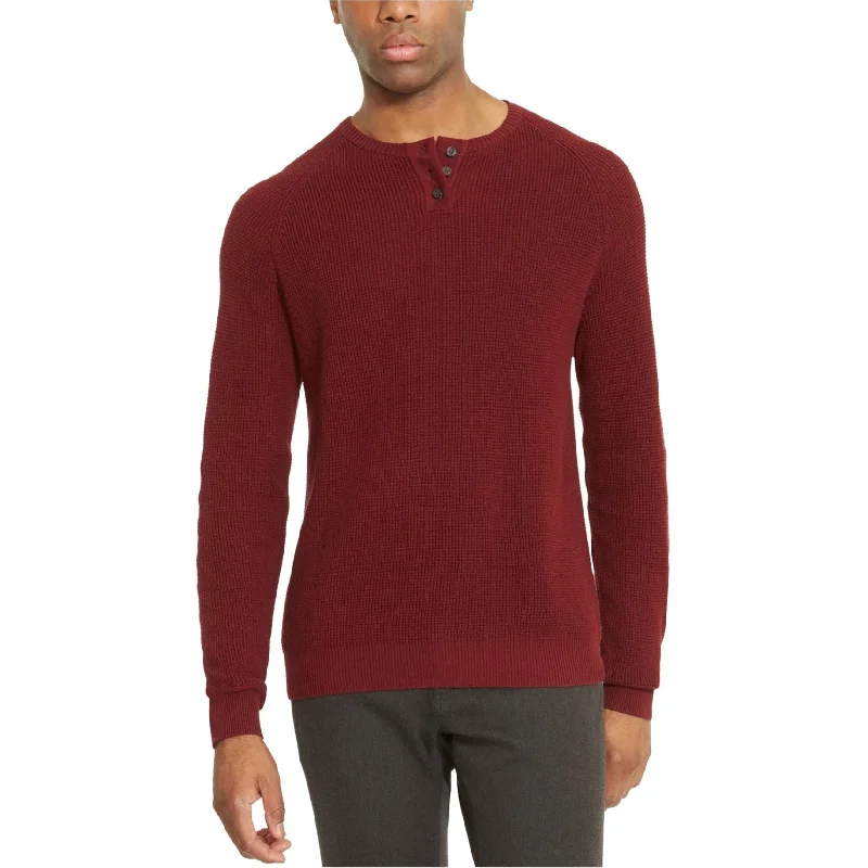 Men's Sweaters with Cable PatternsKenneth Cole Mens Waffle Henley Sweater, Red, Small