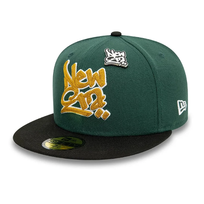 Novelty Baseball CapsNew Era Front Script Dark Green 59FIFTY Fitted Cap