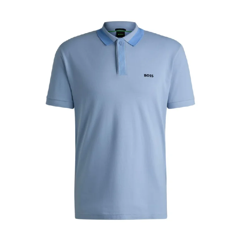 Men's Shirts with Cowl NecksStretch-cotton polo shirt with contrast logo