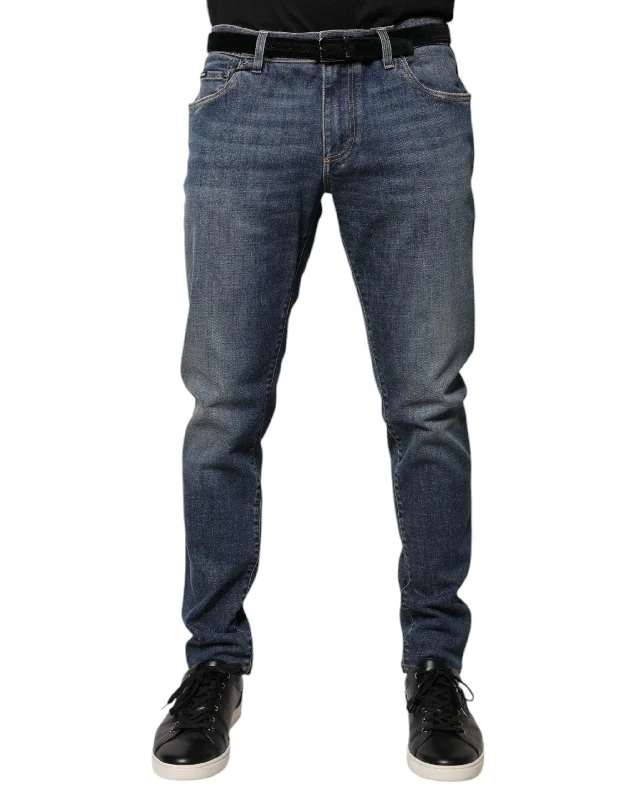 Classic Men's Jeans StyleDolce & Gabbana Logo Plaque Cotton Skinny Men's Jeans