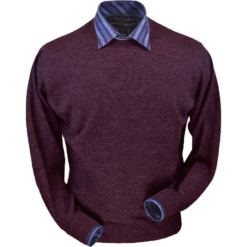 Men's Sweaters with Fair Isle PatternsRoyal Alpaca Crew Neck Sweater in Plum Heather by Peru Unlimited Men's Sweaters with Fair Isle PatternsRoyal Alpaca Crew Neck Sweater in Plum Heather by Peru Unlimited