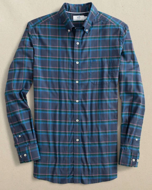 Casual Men's T-ShirtsMen's Longsleeve Jekyll Plaid Sportshirt In Dress Blue
