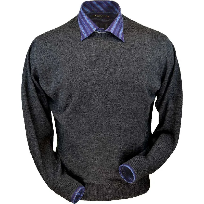 Men's Sweaters with Belt AttachmentsRoyal Alpaca Crew Neck Sweater in Medium Grey Heather by Peru Unlimited Men's Sweaters with Belt AttachmentsRoyal Alpaca Crew Neck Sweater in Medium Grey Heather by Peru Unlimited