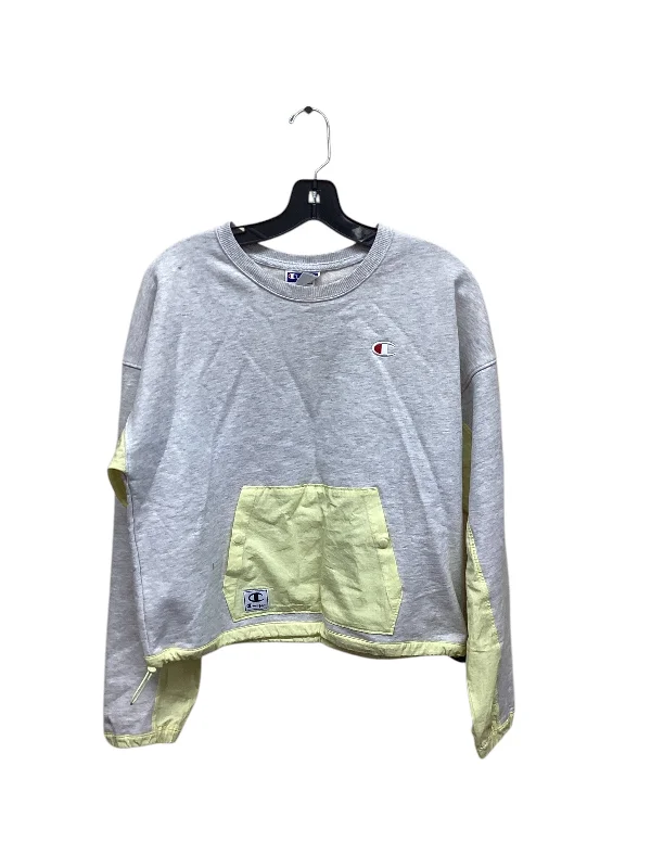 Luxurious Men's Cashmere HoodiesAthletic Sweatshirt Crewneck By Champion In Tan & Yellow, Size: S