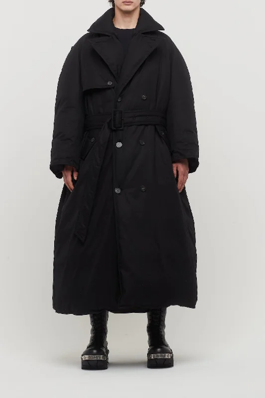 Men's Coats with Fur TrimBalenciaga Padded Maxi Trench in Black