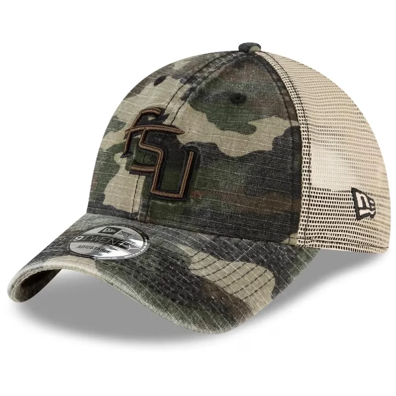 Artistic Derby HatsNew Era Stacked FSU 9Twenty Adjustable Trucker Cap - Camo