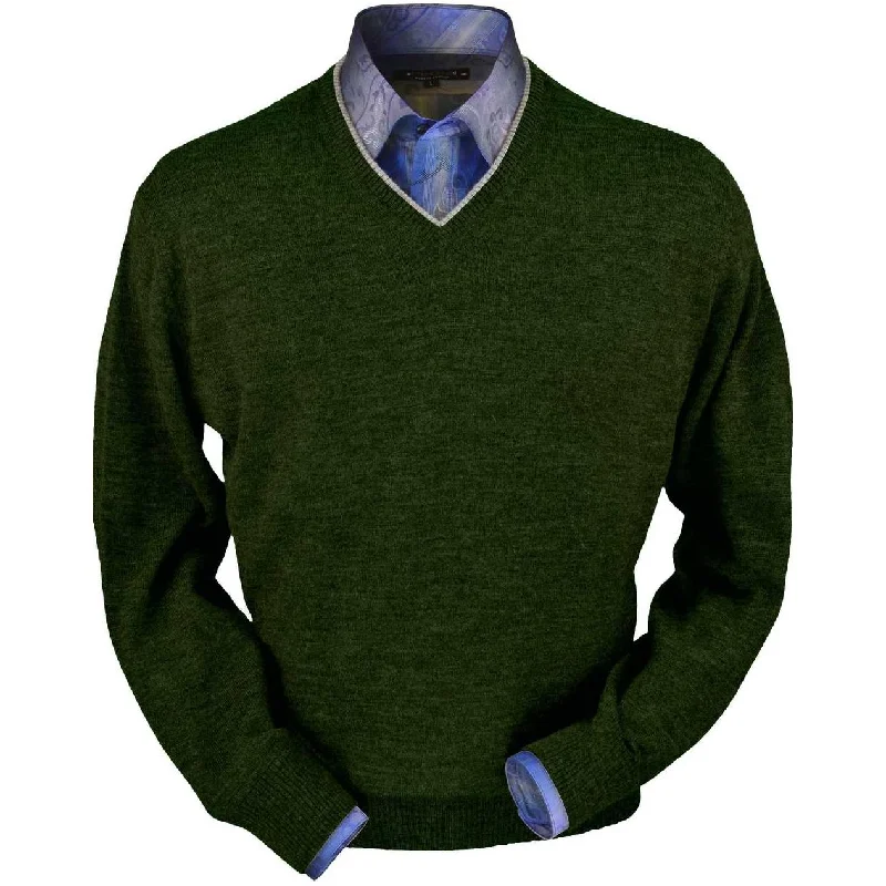 Men's Sweaters for Casual OccasionsRoyal Alpaca V-Neck Sweater in Hunter Green Heather by Peru Unlimited Men's Sweaters for Casual OccasionsRoyal Alpaca V-Neck Sweater in Hunter Green Heather by Peru Unlimited