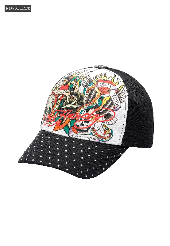 Comfortable Fisherman HatsUnisex True Til Death 5 Panel Embellished Trucker Cap - Black / White