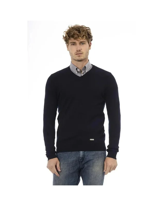 Men's Sweaters with Cable PatternsBaldinini Trend Men's Blue Wool Sweater - 52 IT