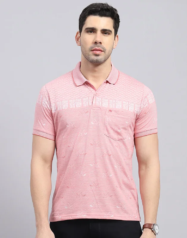 Men's Shirts with Checkered PatternsMen Pink Printed Polo Collar Half Sleeve T-Shirt Men's Shirts with Checkered PatternsMen Pink Printed Polo Collar Half Sleeve T-Shirt